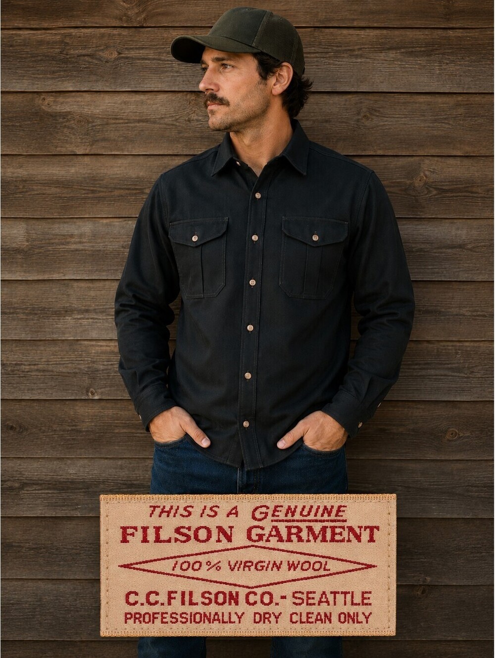 VTG Filson Mackinaw Wool Jac Shirt Green XL Made in USA Button Front Workwear